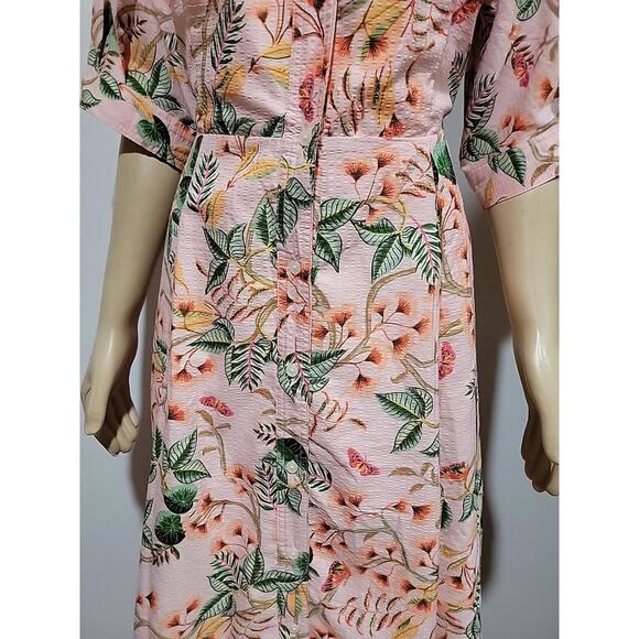 LOFT Sugar Peach Leafed Dobby Size 14 Women's Shirtdress NWT (SASH MISSING) #CC - Picture 6 of 12